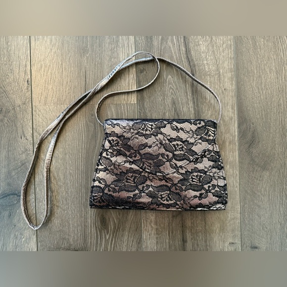 Neiman Marcus Floral Lace Shoulder Bag Purse - Picture 1 of 12